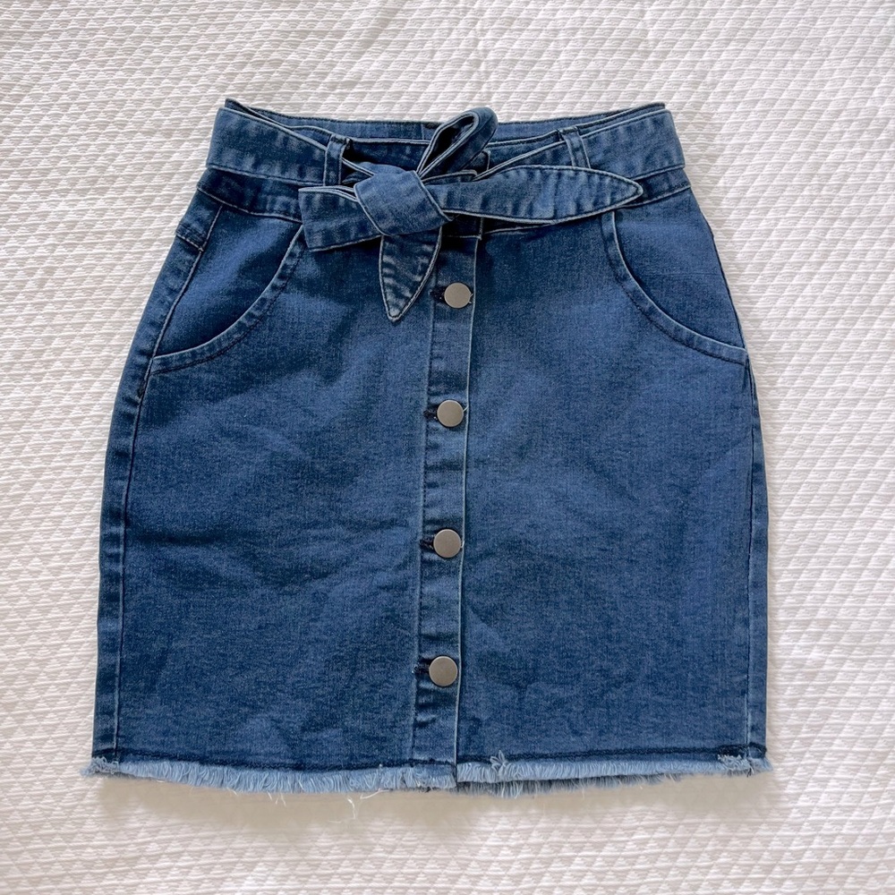 Revolve Super Down Debbie Denim Button Skirt - image 1